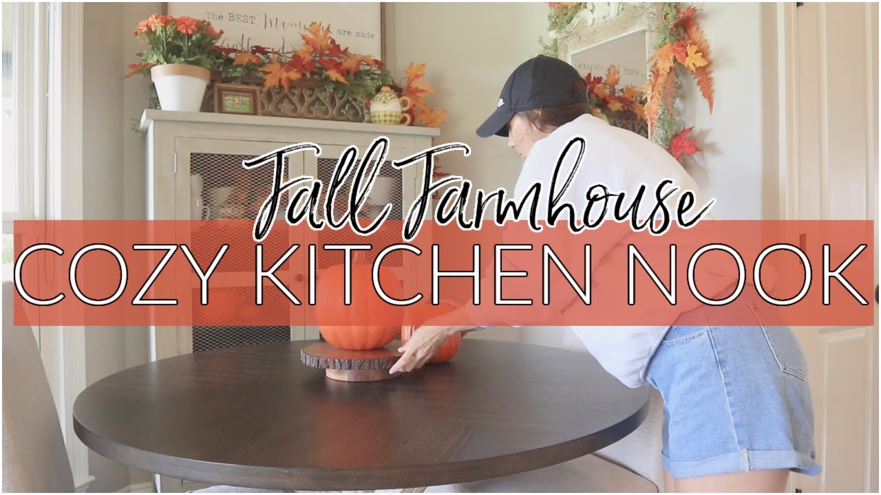 FALL DECORATE WITH ME | CREATING A COZY KITCHEN NOOK | Pumpkins & Leaves