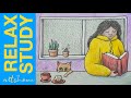 Reading on a rainy day drawing timelapse  relaxstudy to art  artslowe