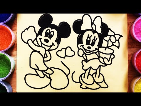 TÔ MÀU TRANH CÁT CHUỘT MICKEY - mickey mouse sand painting - Bông Kids TV