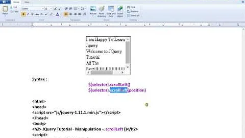 SCROLLLEFT METHOD IN JQUERY DEMO TAMIL