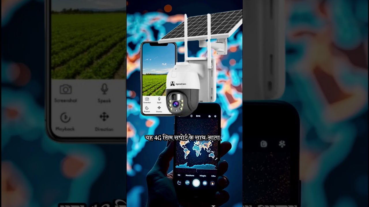 ApnaCam 5MP 4G Sim Solar Powered 360° 1080p PTZCamera Solar Panel Night Vision Security Camera (4 Ch