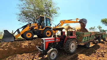 How To Efficiently Load Mud Using JCB 3DX Xpert Backhoe: Eicher 380, Massey 241&1035 Tractor