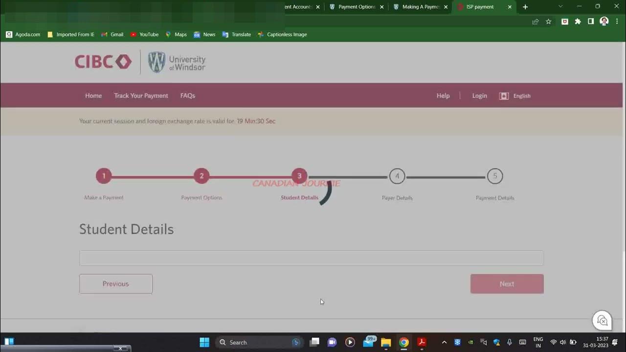 How to Pay Admission Fees to the University through Wire Transfer University of Windsor CIBC