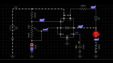 555 astable circuit Police ligth  simulation Everycircuit