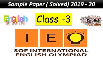 IEO Solved Sample Paper | Class - 3 | National English Olympiad | SOF - IEO | 2019-20 sample paper