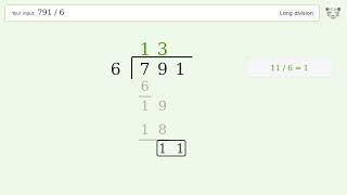 791/6 Long Division — Step-by-Step | Tiger Algebra Solver