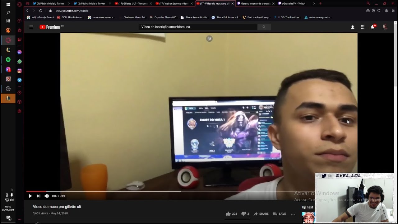 AYEL REAGINDO AO VIDEO DO SMURF DO MUCA PRO GILLETTE ULT