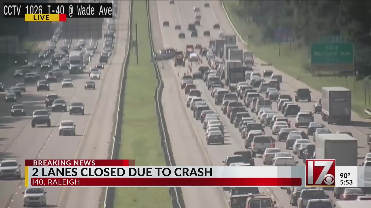Two lanes closed due to crash on I-40 in Wake County - YouTube