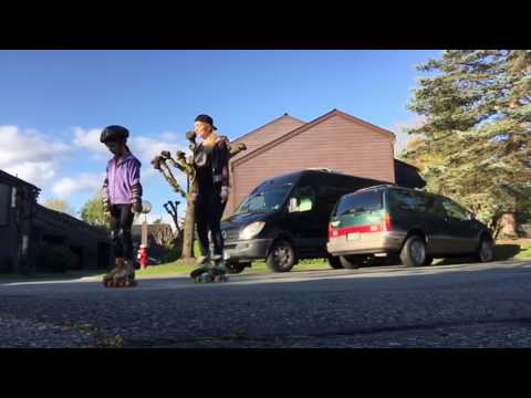 Working on new dance steps with Roller Dance Owl student, skate school Vancouver, Canada