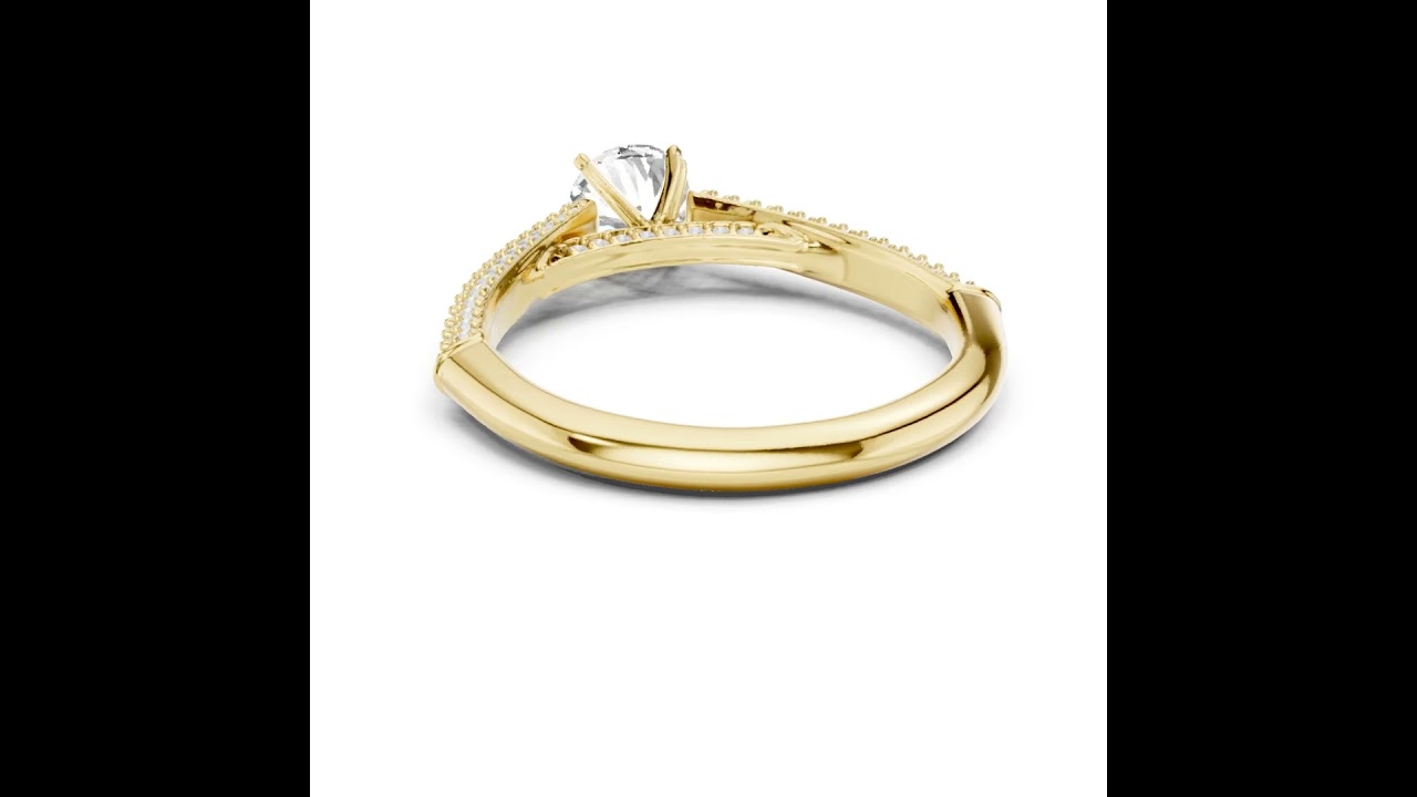 Round Cut Lab Grown Diamond Ring With Cathedral Shank