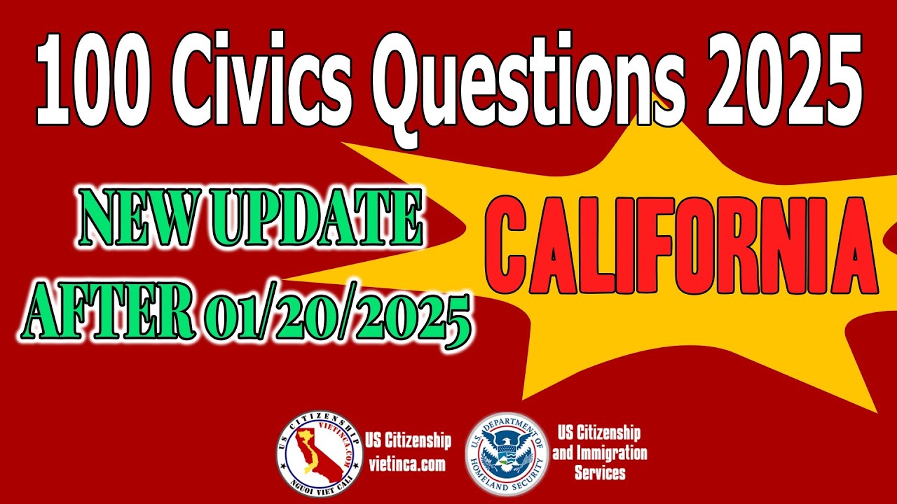 100 Civics Questions for US Citizenship Test 2025 California - YouTube