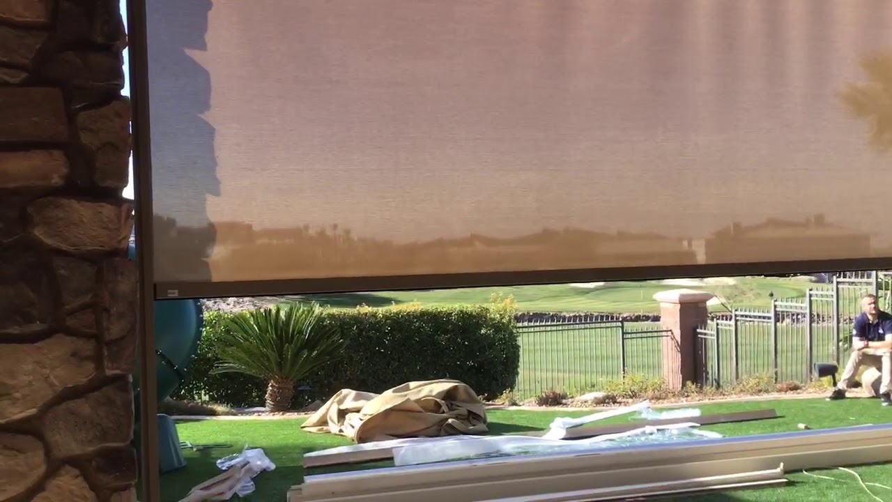 Motorized Outdoor Roller Shades with EZip Side Tracks YouTube