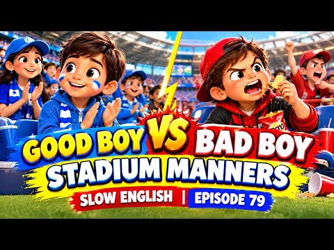 GOOD BOY VS BAD BOY — STADIUM MANNERS |   SLOW ENGLISH EPISODE 79