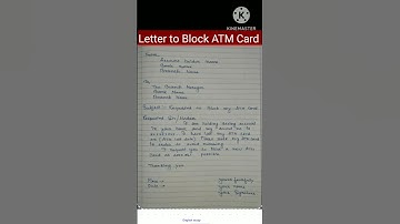 Bank letter /How write letter to block ATM card /letter writing /Application for Block ATM card
