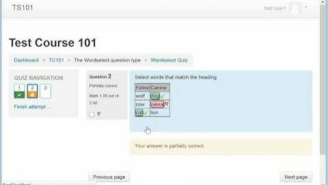 WordSelect Question Type for Moodle