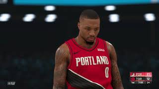 Damian lillard and the portland trail blazers are at scotiabank arena
in toronto, canada taking on kyle lowry toronto raptors