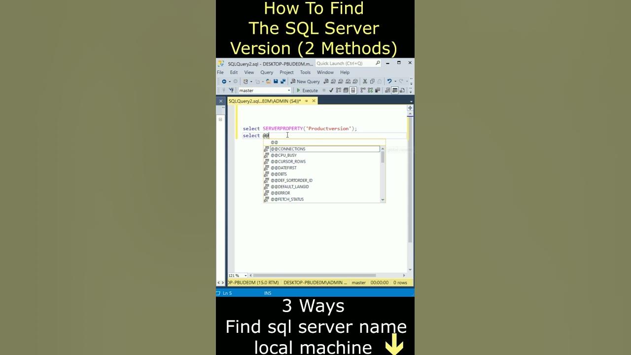 Quickly check sql server version sqlserver youtube