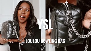 SAINT LAURENT Calfskin Y Quilted Monogram Small Loulou Bowling Bag