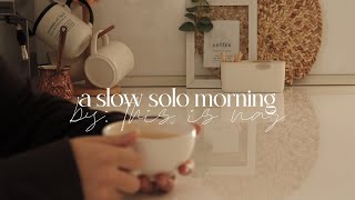 a slow solo morning: my morning habits, self-care routine and tips for you | cozy home silent vlog