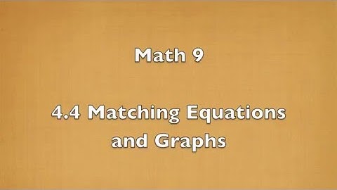 Math 9 - 4.4 Matching Equations and Graphs