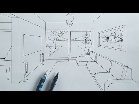 Oda Nasıl Çizilir , Tek Kaçış Noktalı İç Mekan Perspektifi | How to Draw a Room 1-Point Perspective