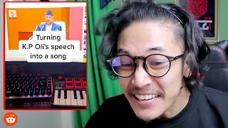 K.P Oli speech into song
