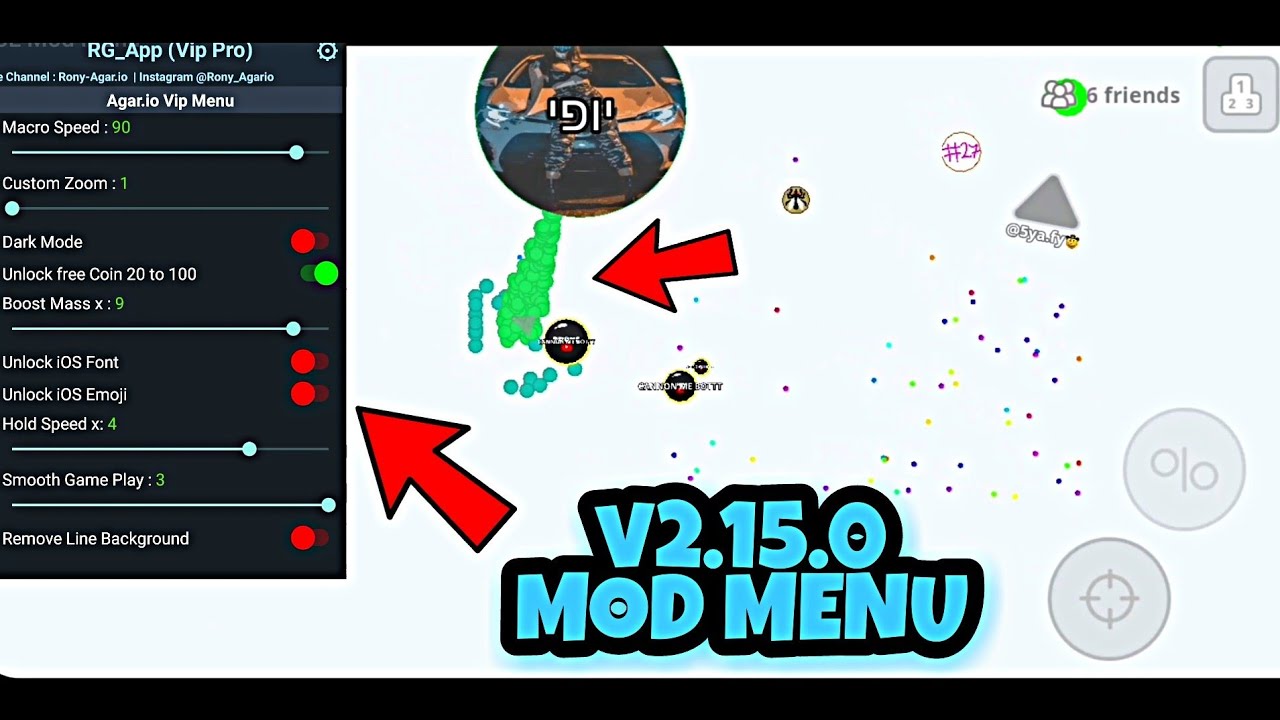 AGAR.IO 2.15.0 MOD MENU APK, Macro & Zoom - Ios Font (Agario Mobile) 