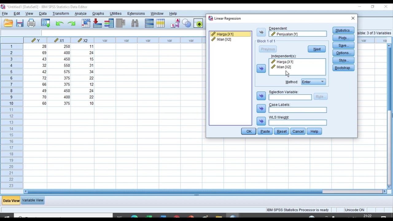 Regresi Linier Dengan Spss Untuk Pemula Dan Cara Interpretasinya Youtube