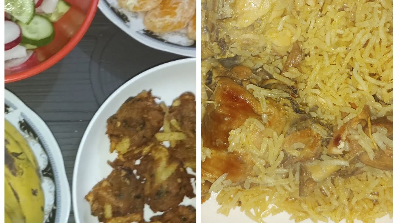 aj nani ke kitchen main iftaari main naye style ke sath bane chicken pakore pulao ke sath 😋🍗🍛