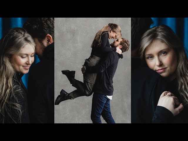 Premium Photo | Portrait of a beautiful young couple in love, posing in a  studio, dressed in classic clothes