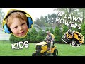 Kids and Lawnmowers | FUN on the Riding Mower! Lawnmower Boy #12