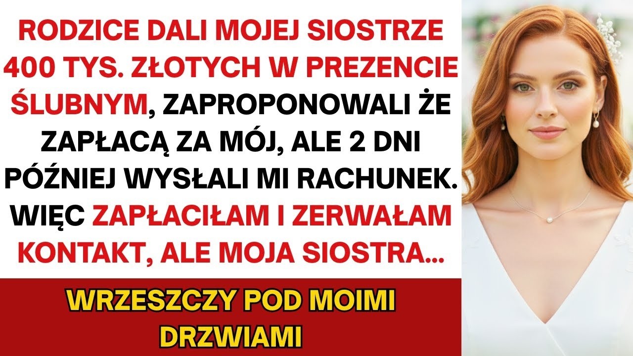 Rodzice dali siostrze 400 tys  zł na ślub w darze, zaoferowali opłacić mój, lecz potem wysłali mi