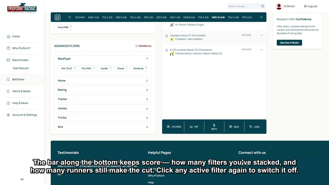 The Proform Bet Finder