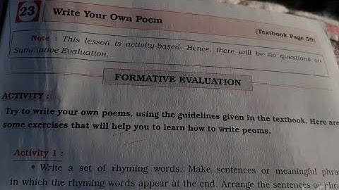Std. 5 English Lesson 23 Write Your Own Poem Digest
