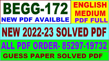 begg 172 solved assignment 2022-23 / begg 172 solved assignment in English / ignou bag solved