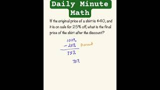 Percent Word Problem 25% Off #maths #percentage