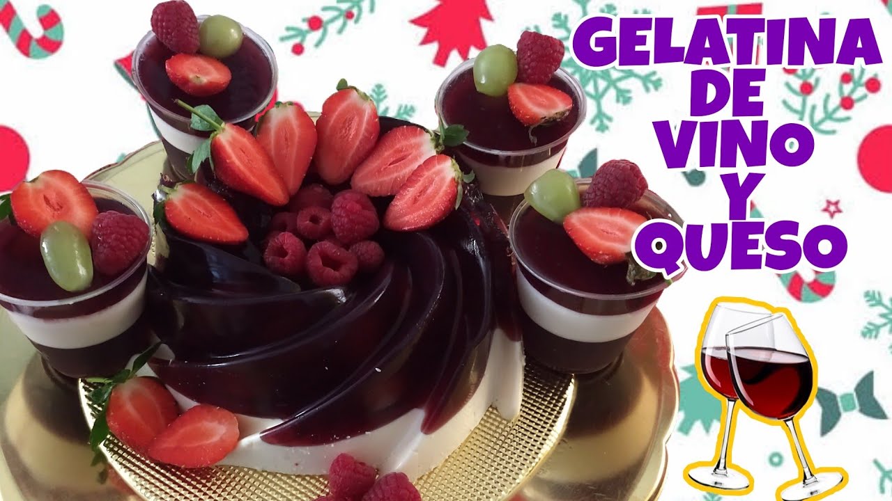 Gelatina de Vino tinto y queso🍷🧀😋/Gelatina navideña/Gelatina de vino y frutas.