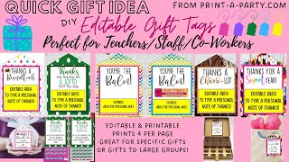 Teacher Staff Appreciation: Editable Gift Tags for Specific Gifts - great for PTO, PTA, Co-workers