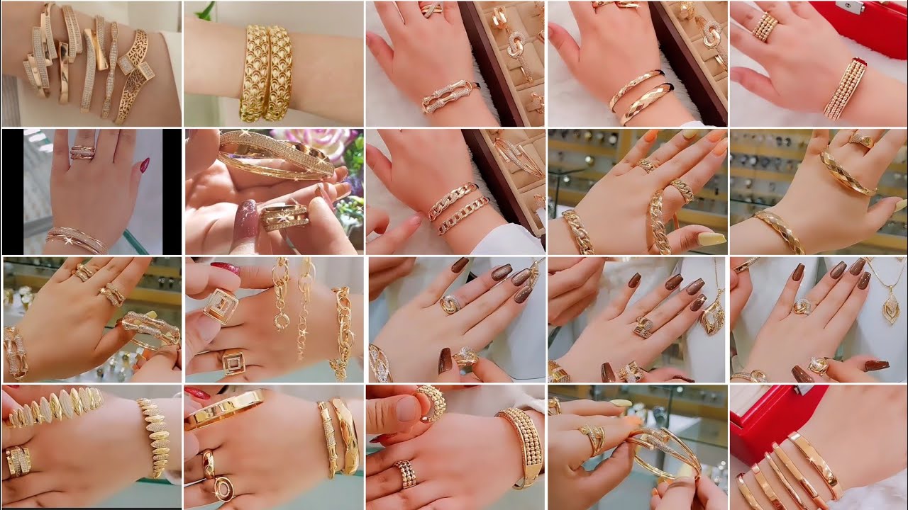 Latest stylish gold bracelet and rings design for women lightweight gold bracelet & Bangles