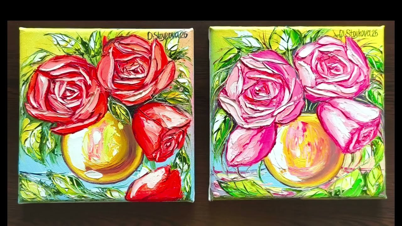 Rose Painting | Scarlet Splendor A Gift for March 8