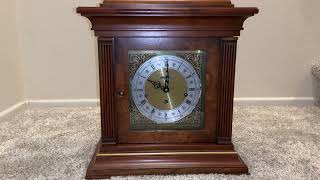 1988 Howard Miller thomas tompion bracket clock chimes 10 AM.