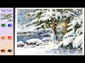 Basic Landscape Watercolor - Snowy Forest (color name, watercolor material view)