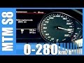 760 HP Audi S8 / RS8 Acceleration 4.0 TFSI MTM INSANE! 0-280 km/h Beschleunigung Autobahn Test