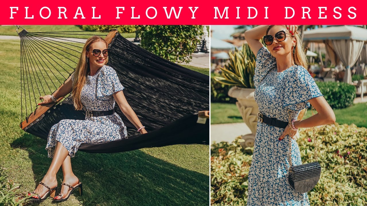 Flaunt Your Femininity In This Floral Flowy Midi Dress! A Flattering A-Line!