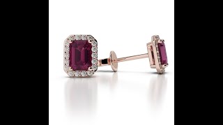 Atyaza Inc Rose Gold Diamond Ruby Earrings ATZER-0467