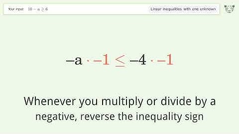 Solving Linear Inequalities: 10-a is Greater Than or Equal to 6