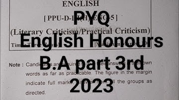 English Honours( paper 5)😊B.A part 3rd Question paper #patliputra 2023 #ppu #pyqs