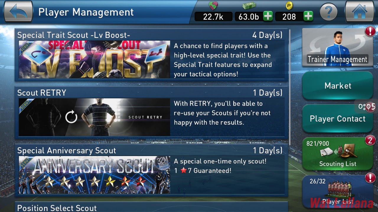 Pes Club Manager#32 Special Trait Scout -Lv Boost-