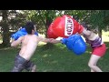 Mega boxing match with giant boxing gloves funny sketch