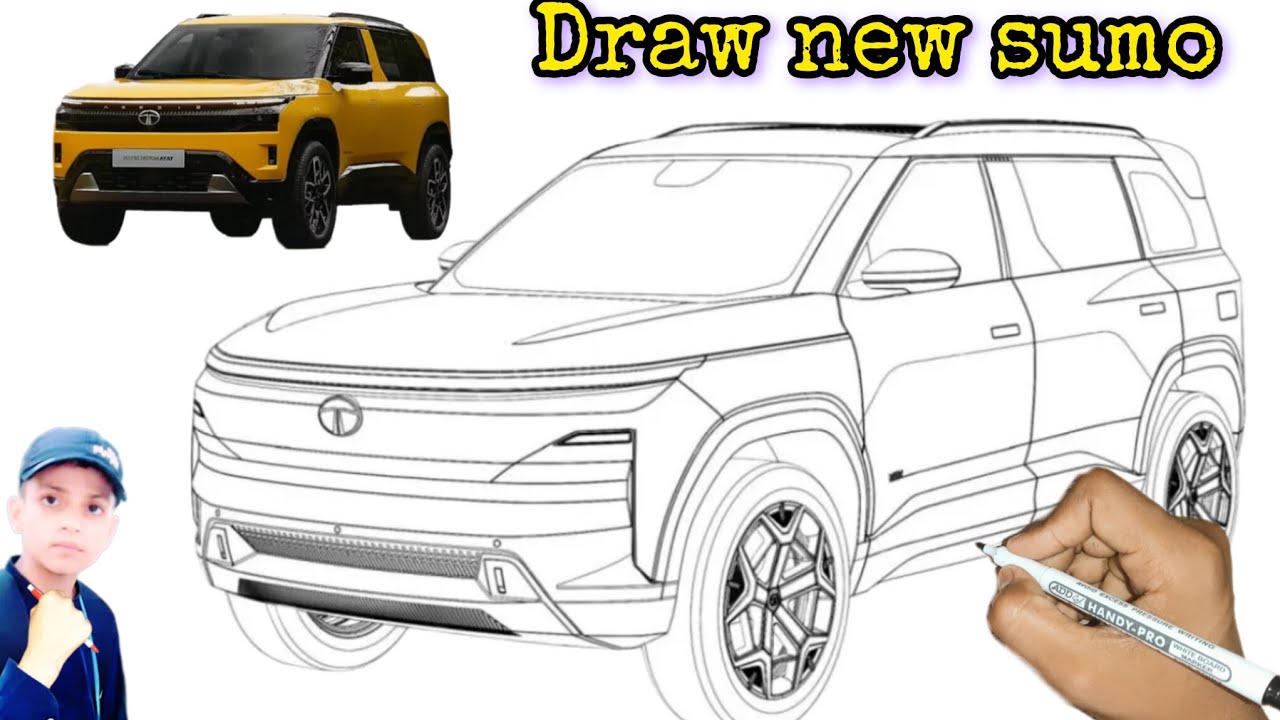 🚗 TATA SUMO NEW LAUNCH CAR SUV Outline Sketch| Realistic DrawingAvinav'sArtZone🚗